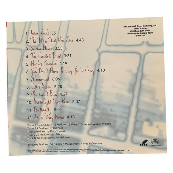 Vanessa Williams The Sweetest Days CD Music Soulful Ballads Album  37717cd - Picture 2 of 2